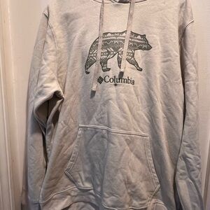 Columbia Light Gray Hoodie with Bear Graphic